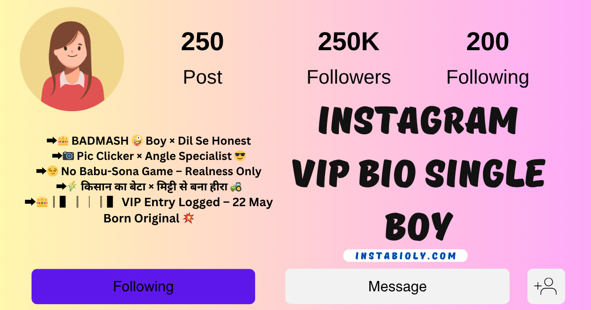 Instagram VIP Bio Single Boy