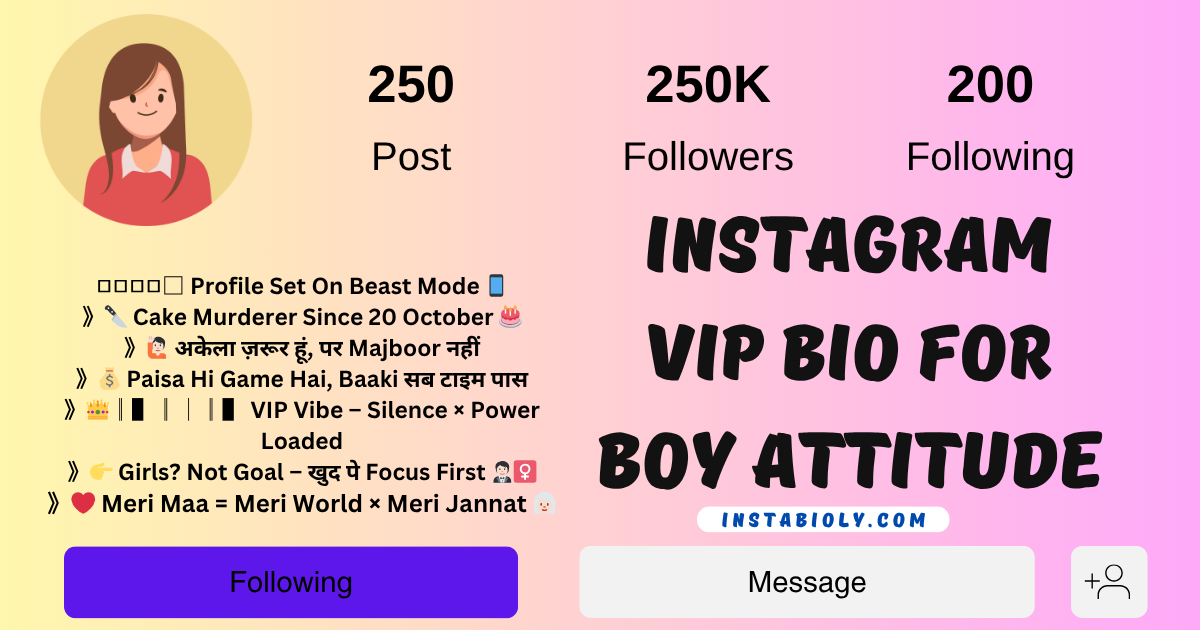 Instagram VIP Bio for Boy Attitude