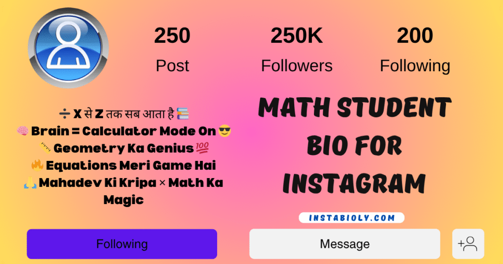 Math Student Bio for Instagram
