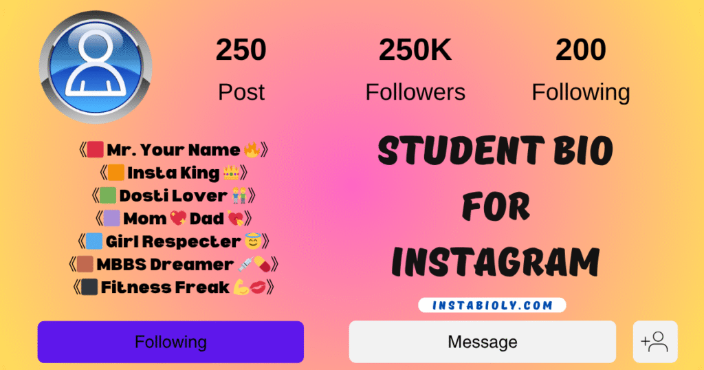 Student Bio for Instagram