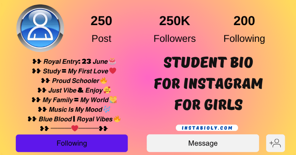 Student Bio for Instagram for Girls