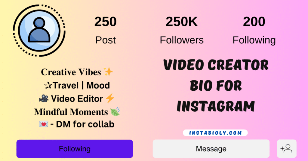 Video Creator Bio For Instagram