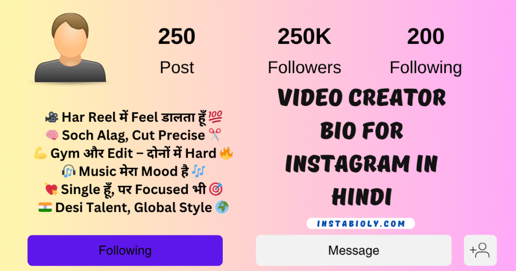 Video Creator Bio For Instagram In Hindi