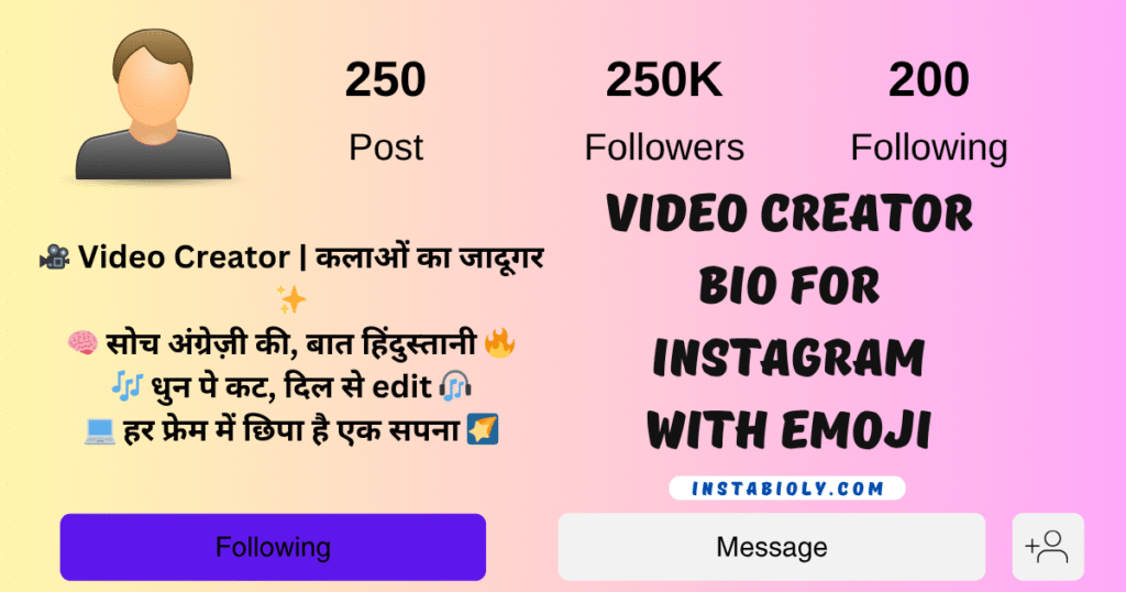 Video Creator Bio For Instagram With emoji