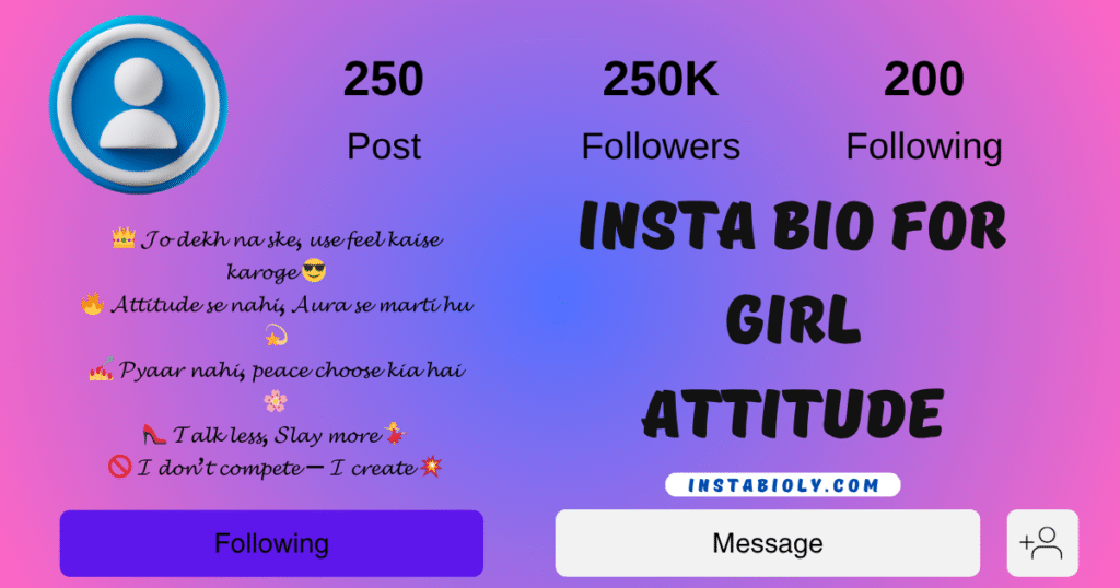 insta bio for girl attitude