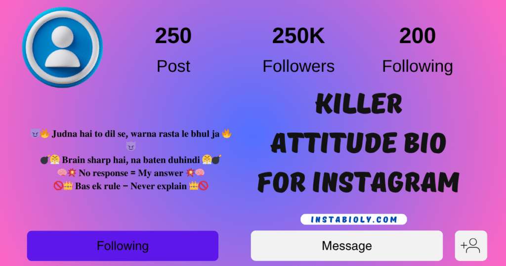 killer attitude bio for instagram