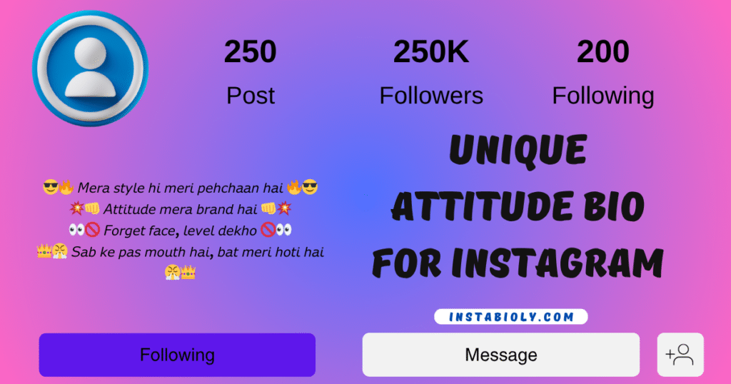 unique attitude bio for instagram