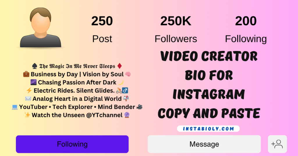video creator bio for instagram copy and paste