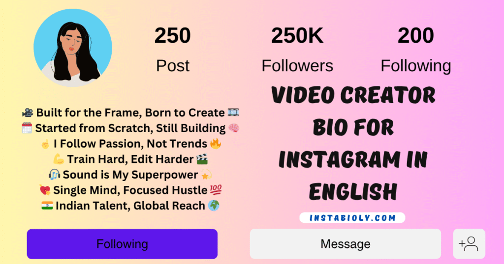 video creator bio for instagram in english