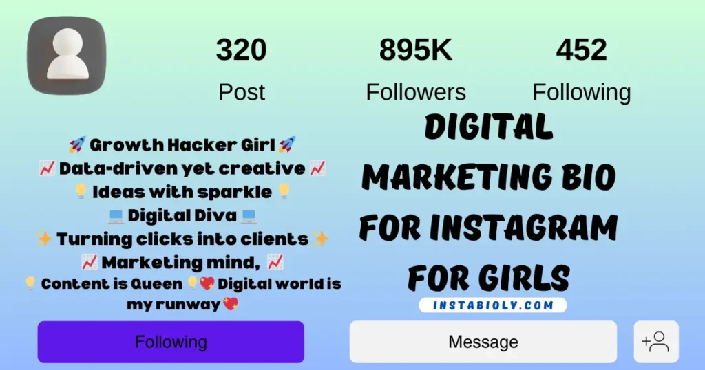 170+ Best Digital Marketing Bio for Instagram | Creative, Professional & Stylish Bios 2 Digital Marketing bio for instagram For Girls