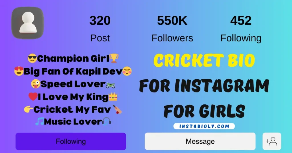 550+ Best Cricket Bio For Instagram | Cricket Lover Bio –(Boys & Girls) 5 cricket bio for instagram for girls