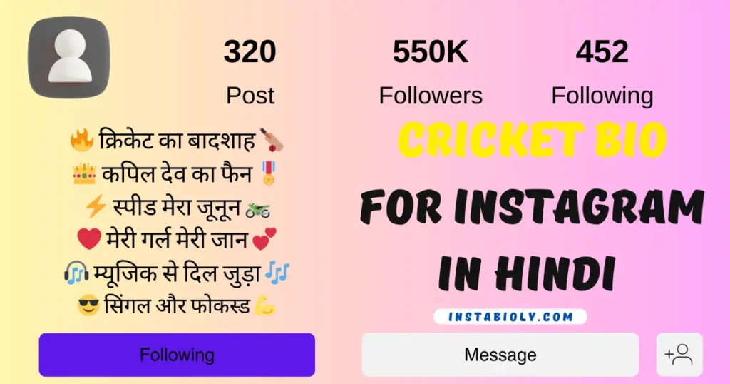 550+ Best Cricket Bio For Instagram | Cricket Lover Bio –(Boys & Girls) 12 cricket bio for instagram in hindi