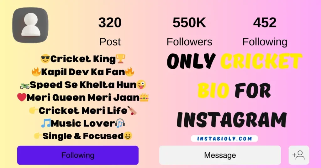 550+ Best Cricket Bio For Instagram | Cricket Lover Bio –(Boys & Girls) 10 only cricket bio for instagram