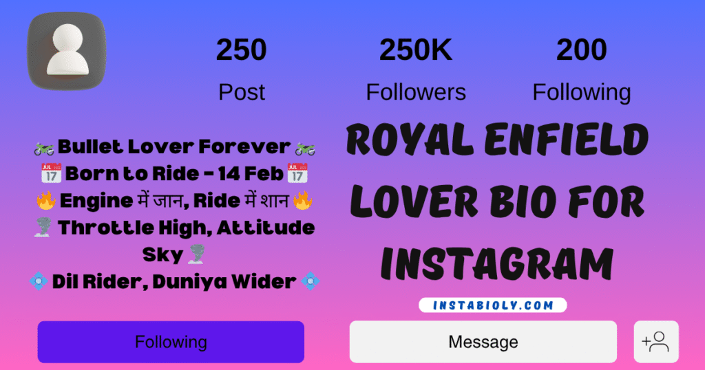 310+ Royal Bio for Instagram – Best Classy & Stylish Bio Ideas for Boys & Girls 8 royal enfield lover bio for instagram
